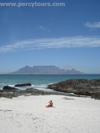 Beach view of Table Mountain, Cape Town