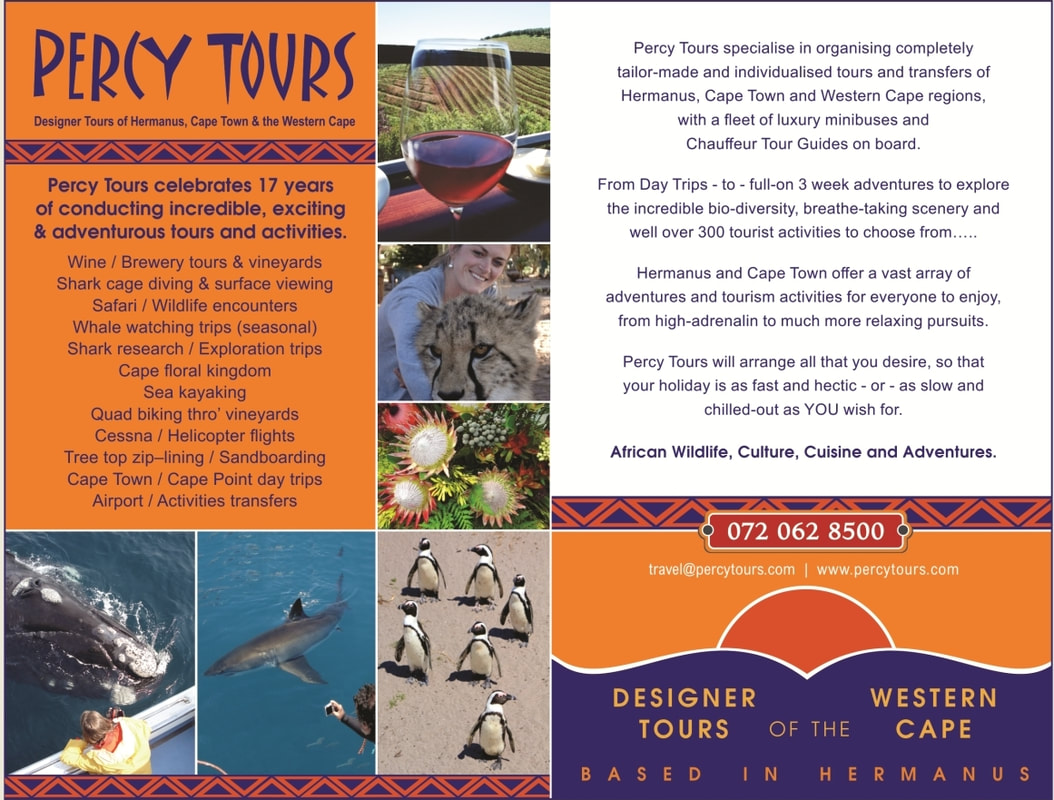 Percy Tours of Hermanus celebrated, in 2021, over 17 years of conducting tours, activities and adventures of Hermanus, Cape Town and the Western Cape