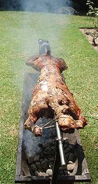 Spit-roasted lamb, Cape Town