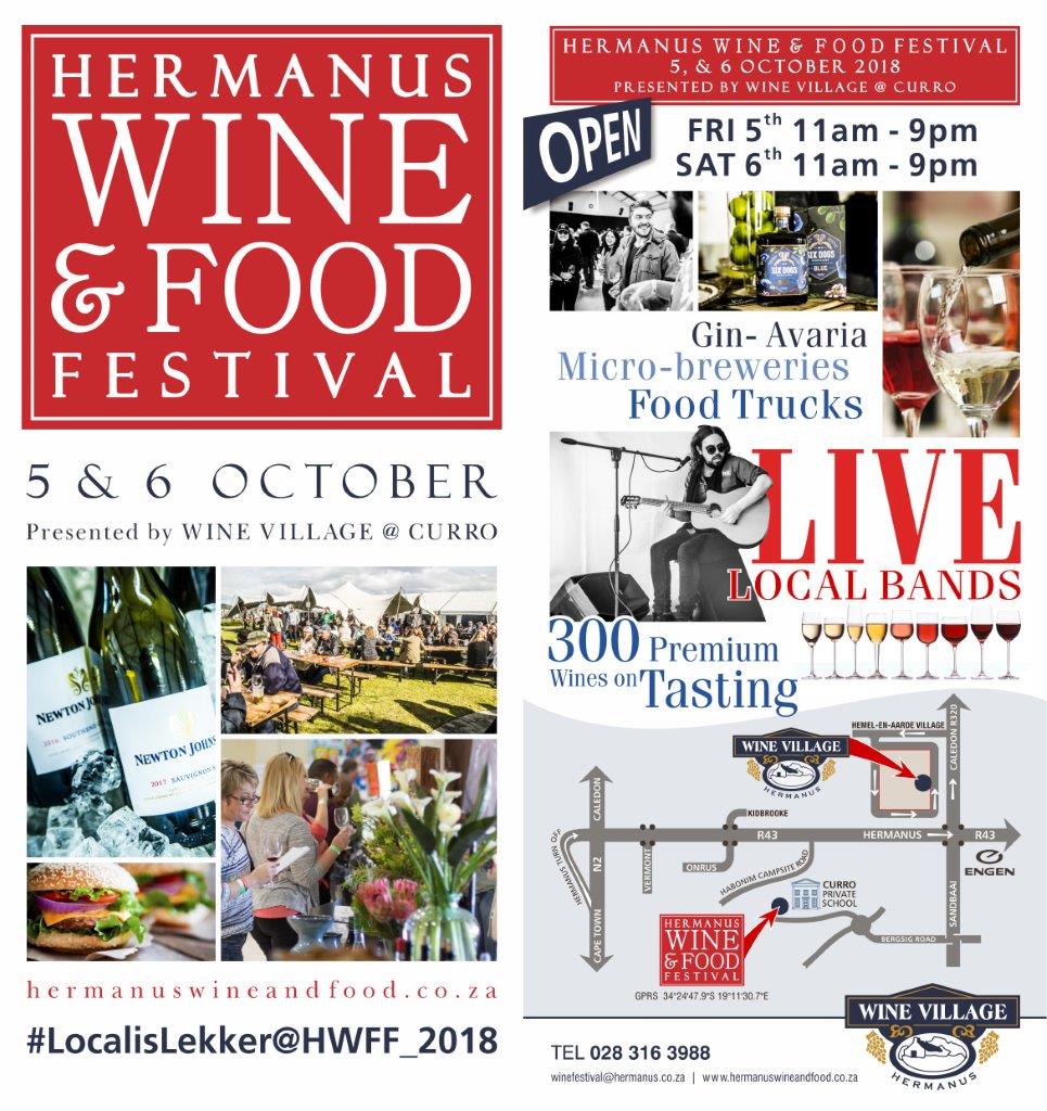 Hermanus Wine and Food Festival 5ht and 6th October 2018