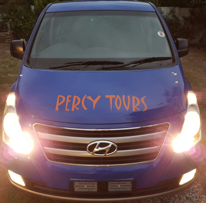 Blue and Orange minibus, Percy Tours, Hermanus, Cape Town, South Africa