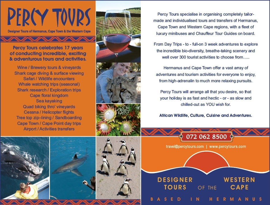 Loads of amazing activities, things-to-do, tours and adventures in Hermanus and beyond with Percy Tours