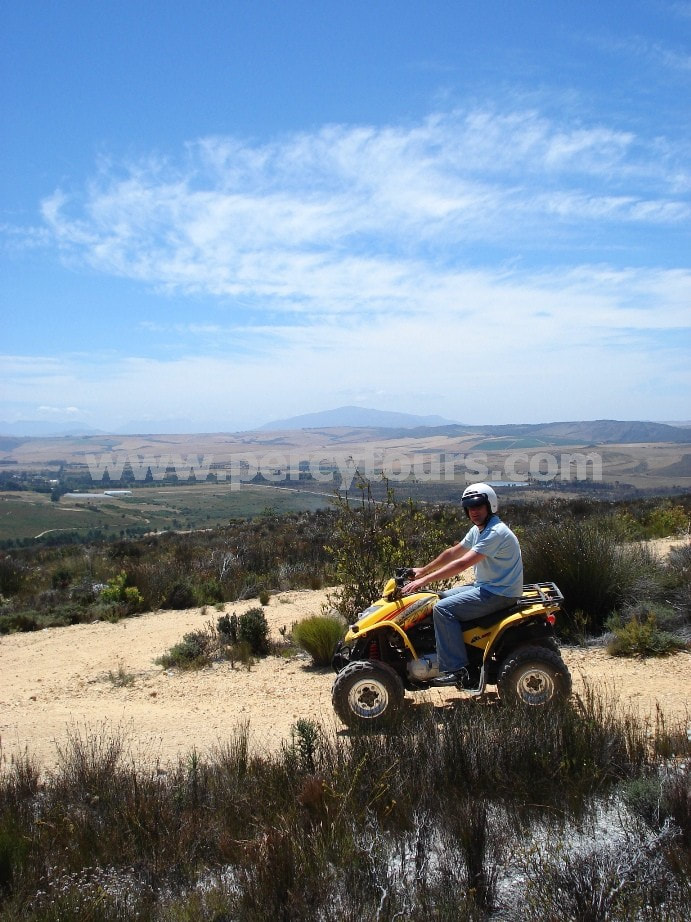 Quad Biking in Hermanus mountains, wineries, farms, near Cape Town