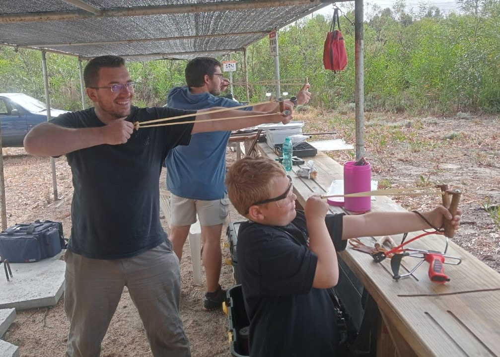 Air Rifle shooting and Sling-Shot target practice at shooting range at Hermanus