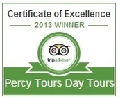 Percy Tours Hermanus TripAdvisor Certificate of Excellence 2013