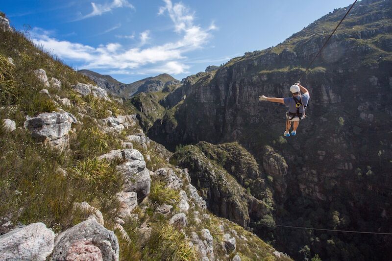 Gorge Zip Lining in mountains near Hermanus, South Africa