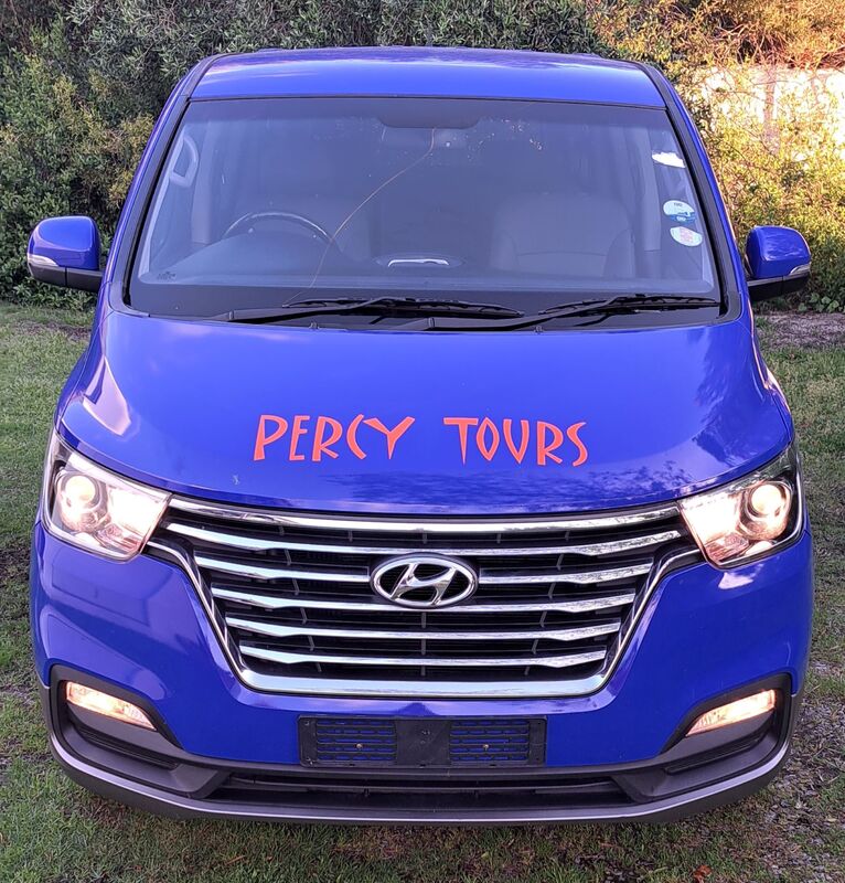 Blue and Orange minibus, Percy Tours, Hermanus, Cape Town, South Africa