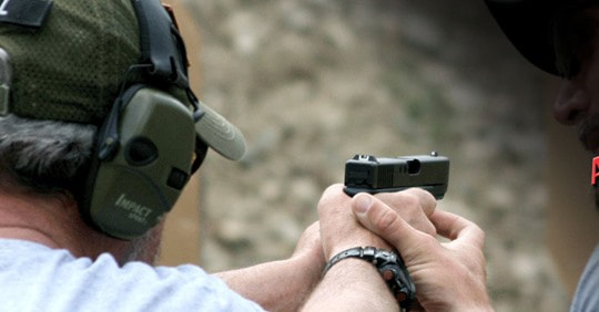 Pistol shooting at shooting range near Hermanus