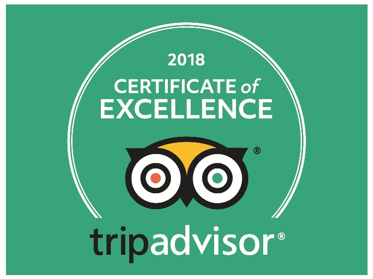 2018 TripAdvisor Award for Percy Tours Hermanus TripAdvisor Award Certificate of Excellence